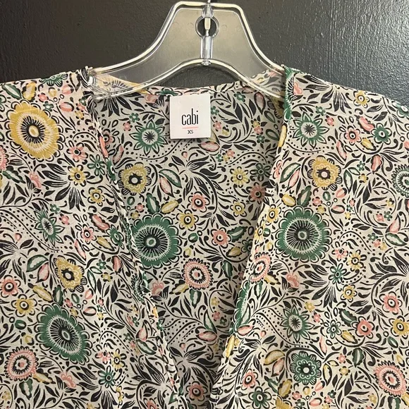 Cabi Floral Ruffle Sleeve Sheer Blouse - Picture 3 of 4